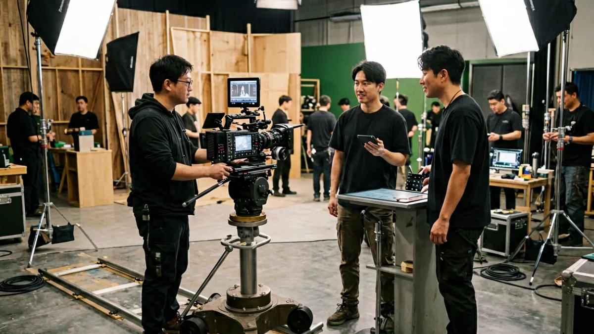 俺去也视频幕后花絮合集，展示拍摄现场和导演与演员互动的截图画面